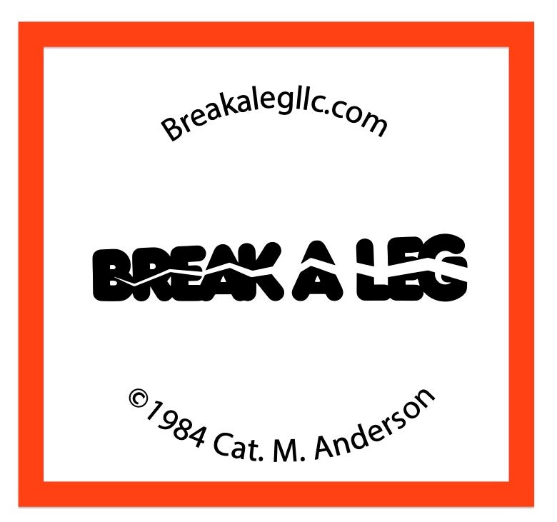 break a leg mug logo and copyright information