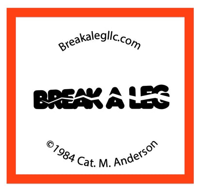 break a leg mug logo and copyright information