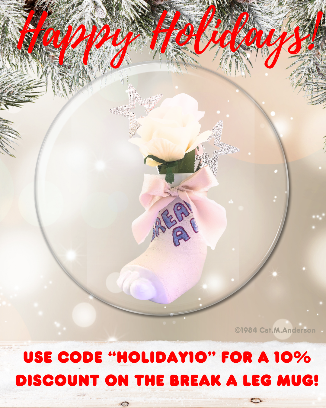 Break a leg mug and vase for the holidays - wish your theater and film enthusiast all the best and good luck.